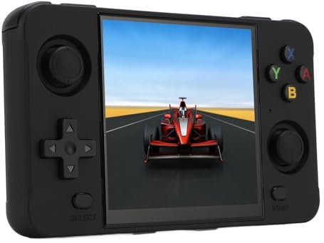 R40S Handheld-Spielekonsole, Taschenvideospiel-Player mit 4-Zoll-IPS-Bildschirm, Open-Source-Retro-Konsole mit über 10.000 Spielen, 4.000-mAh-Akku, 16 GB + 64 GB (Black)