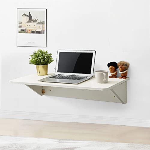 Schwebender wandmontierter faltbarer Laptop-Schreibtisch, platzsparender Holz-Arbeitstisch für Küche, Arbeitszimmer, Schlafzimmer, Badezimmer, Balkon, unsichtbarer Klapp-Wandtisch für kleine Räume