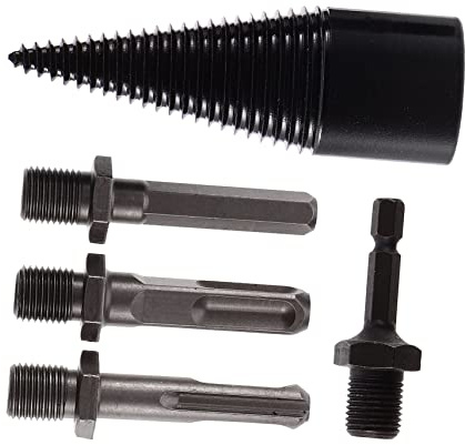 Milisten 1juego Broca Divisora De Troncos De Madera Taladro De Astillado Mangos Intercambiables Herramienta De Perforación Para Astillar Leña De Alta Dureza Para Maderas Duras