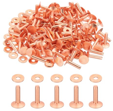 PATIKIL 12 x 4 x 16 mm para ropa, 100 juegos de puntas para ropa, remaches de cuero, rebabas, cierre de cobre, postes de tornillo de metal para chaqueta de cuero, manualidades, tela