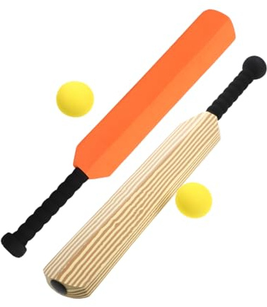Abaodam Baseball Bat Toy Set 4pcs Eva Plastic Lightweight Sports Bat for Boys and Girls Indoor Outdoor Family Play Orange and Wood Grain