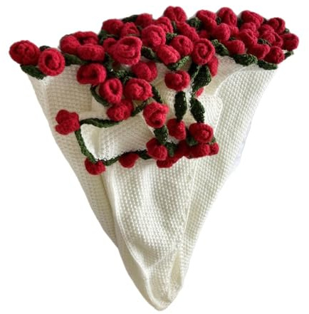 RobustWeg Manta De Ramo De Flores,Manta De Flores De Ganchillo Hecha A Mano,Crochet Flowers Rose Bouquet Blanket Handmade,Manta Hecha A Mano con Ramo De Rosas,Regalo para Mujeres,Madres,Amigas