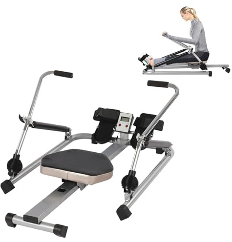 HUOMMGS Rudergerät für Zuhause 15–55KG Einstellbarer Widerstand Rudergeräte Hydraulisches Fitness Rudergerät Bis 120KG Heimrudergerät Professionell Trainingsgeräte mit 360° Voll Bewegliche Arme