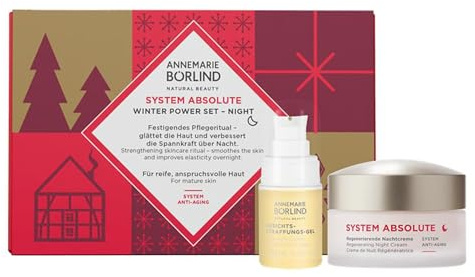 ANNEMARIE BÖRLIND SYSTEM ABSOLUTE Winter Power Night Set 50ml + 15ml | Nachtcreme, Geschenk Gesichtstraffungs-Gel, Anti-Aging Nachtpflege, Gegen Falten, Aktiviert Kollagenproduktion, Regenerierend