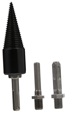 SHINEOFI High Steel Firewood Drill Bit with Hardened Splitting Bits and Shafts for Electric Hammer Wood Log Splitter Cone Driver for Walnut Oak Hickory Sycamore Tool for Efficient Kindling