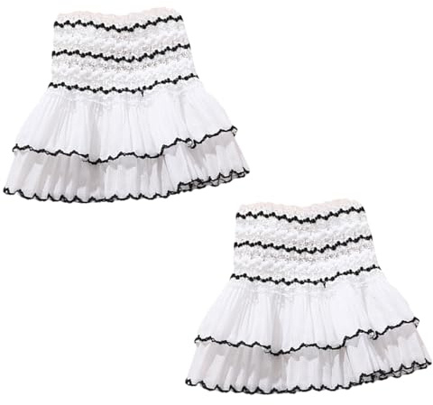 SXRQ Mangas desmontables elaboradas para niñas, de encaje, con volantes y volantes, para suéter, cuello de encaje blanco y puños de muñeca, B, Talla única