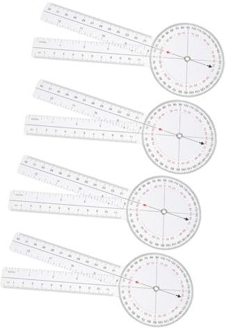TOPBATHY 4 pezzi Righello Goniometro Professionale Righello Angolare in Plastica Trasparente Strumento Preciso per Misurazione Angoli Protractor Resistente e Facile da Leggere per Uso