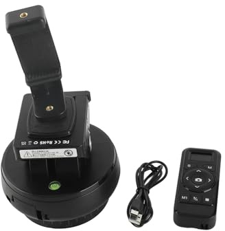 Gimbal Head, 360° Rotation Panoramic Tripod Head 100M Remote 9 Levels Adjustable Speed 1kg Load Capacity With Phone Clip