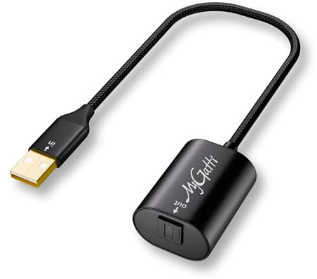Mygatti 0,2 m USB 2.0 till Toslink optisk ljudkabel, 20 cm USB A-kontakt till S/PDIF digital ljudomvandlare, engångsöverföring, endast kompatibel med PC bärbar dator, inte för TV