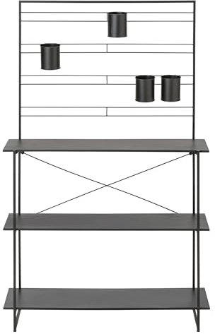 Dehner Pflanztisch Provence, Regal für Balkon/Terrasse, 100 x 40 x 160 cm, pulverbeschichtetes Metall, schwarz