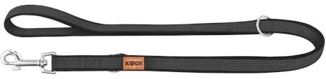 KOCH Hundeleine gummiert, Made in Germany, verstellbar, 2m & 3m, Anti-Slip, Doppelleine, ideal für Alltag und Training, schwarz / 200cm
