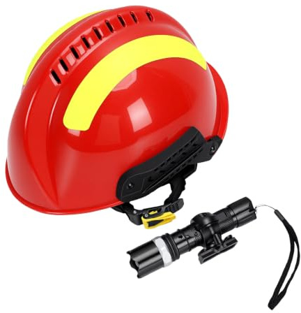 Fafeicy Casque de Sauvetage d'urgence avec Lampe Frontale Amovible, Casque Rigide Absorbant Les Chocs en PC pour Chantier de Construction et Exploitation Minière 30 X 16 Cm