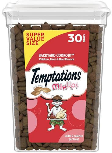Temptations Cat Treats MixUps Backyard Cookout Flavor Crunchy, Soft Cat Treats, 30 oz. Tub