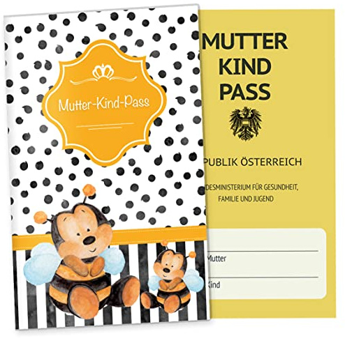 OLGS Mutter-Kind-Passhülle Österreich Creative Royal - Schutzhülle mit Fach für Ultraschallbilder, Design Biene