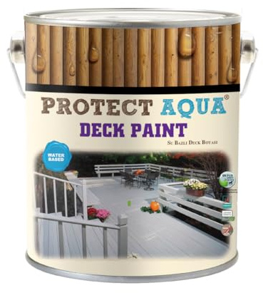 Protect Aqua Deck Paint - 1.3 Gallon White Wood Paint, Fence Paint Water Based Exterior Deck Paint for Wood - Weatherproof Color and Protection.