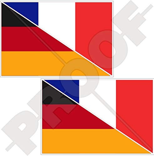 Vinyl-Aufkleber mit Deutschland-Frankreich-Flagge, 100 mm, 2 Stück