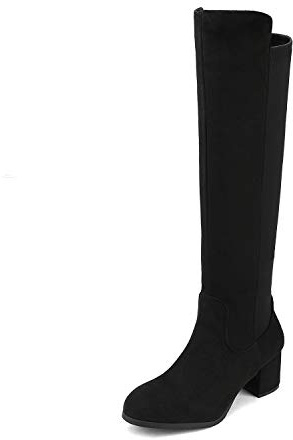 DREAM PAIRS Bottes Hautes pour Femmes Confortable et Résistante Bottines à Talon Bloc avec Boucle Réglable,Size 36.5,Noir,Jennifer-3