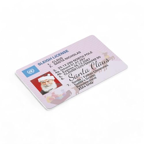 ALG ID Cards Weihnachtsmann-Führerschein – Weihnachtsmann-Schlitten-Führerschein, Weihnachtsmann-Schein für Kinder, britischer Schlittenflugerlaubnis für Kinder