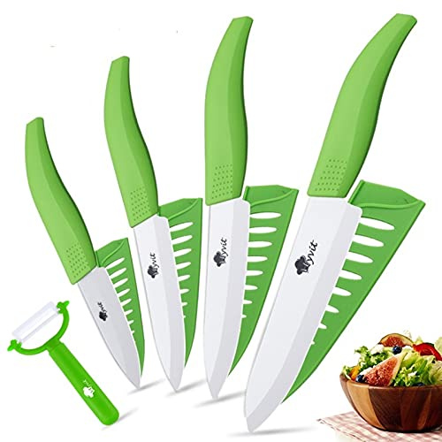 DZCP Cuchillo de Cocina Cuchillos de cerámica Cuchillos de Cocina 3 4 5 5 6 Pulgadas Chef Chef Cock Set + Peeler Blanco Blanco Hoja DE Zirconia Mango Multi-Color HANDA Calidad