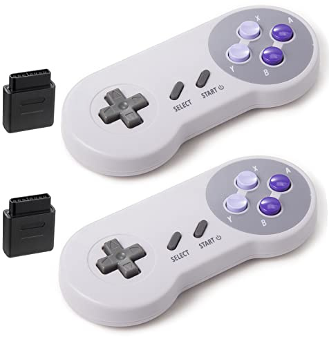 2 Pack 2.4GHz Wireless Controller for Original SNES Console, kiwitatá Rechargeable Remote Wireless Gamepad Controller for SNES Super Entertainment System-7 Pin Connector
