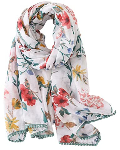 FAIRYGATE Schals & Tücher für Damen Luxus Viskose Frauen Schal mit Seidefeeling Superweich Blumen Tuch 5017