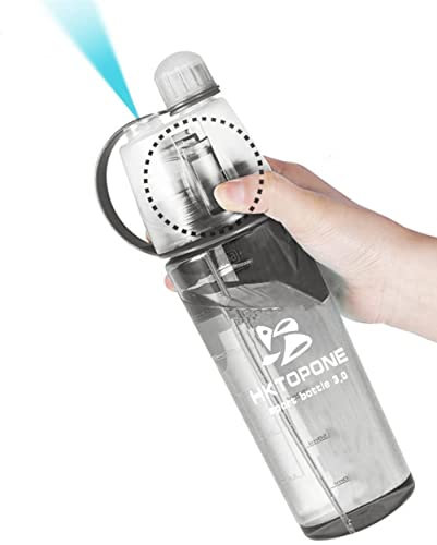 HKTOPCNE Spray Water Bottle for Drinking Sports Water Bottle Cycling BPA Free 600ml for Gym Cycling Running Climbing Hiking Mountaineering (Black)