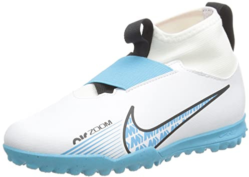 NIKE JR Zoom Superfly 9 Academy TF Sneaker, White/Baltic Blue-Pink Blast, 13.5 UK