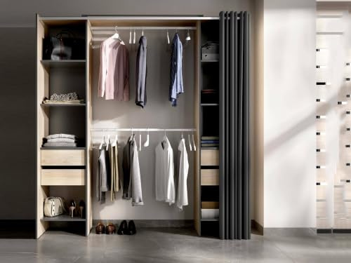 Dmora Guardaroba Grande Resegone 50x205h cm Marrone Rovere 4 Cassetti 8 Ripiani, Armadio Camera da Letto Appendiabiti