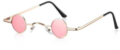 Photect Vintage Sonnenbrille mit Rundem Metall Rahmen Retro mit Kleinem Kreis Hippie Ovale Sonnenbrille für Männer Frauen