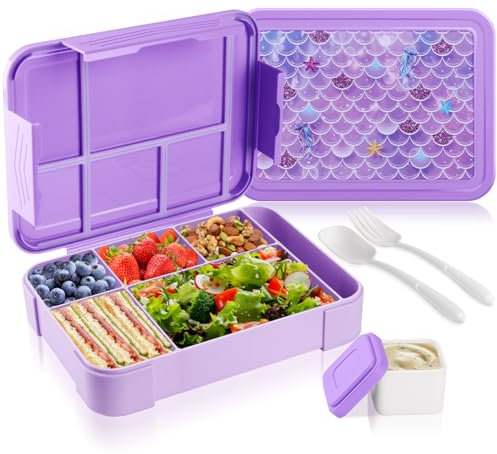 JYPS Fiambrera Infantil,1330ml Bento Lunch Box para Niños con Compartimentos y Cubiertos,Fiambreras Comida Trabajo,Sin BPA,Sandwichera Loncheras a Prueba de Fugas para Niño Niña Escuela