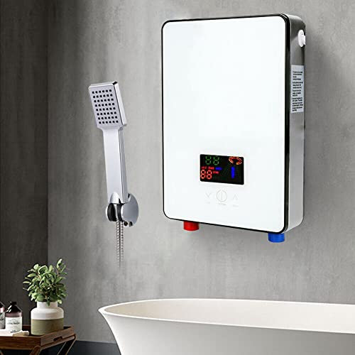 Calentador de agua caliente eléctrico de 6500 W, 30-55 ℃, calentador de agua eléctrico sin tanque con kit de ducha para baño