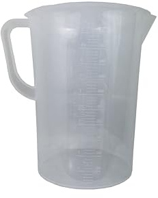 Lubrisolve Pichet doseur de 5 litres avec bec verseur en forme de V, plastique résistant, double échelle convexe, solide, robuste