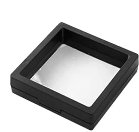 3D-Schweberahmen 6 stücke PE Film Brosche Münze Edelsteine ​​Schmuck Lagerung Box Ausstellung Dekoration Ausgesetzt Schwimm Ring Ohrringe Display Rack Fall(Color:Black 11x11cm)