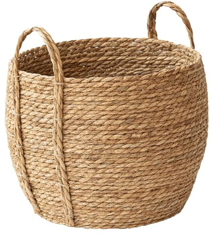 Panier à plantes en jonc de mer, pot de fleurs rustique tissé avec poignée robuste, panier de rangement décoratif naturel pour hôtel, café, décoration d'intérieur L