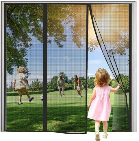 Caravan Fly Screen Door 260x265cm Washable Fly Screen Window Without Drilling for Anti Mosquito Black