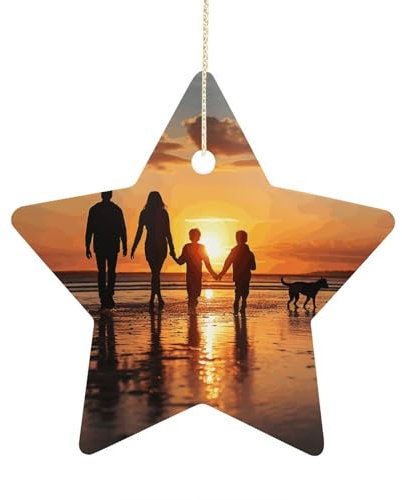 2024 Weihnachten Keramik Hängende Ornament Stern Doppelseitig Weihnachtsbaum Dekorationen mit Goldseil Weihnachtsanhänger für Feiertagsparty Neujahr Dekoration