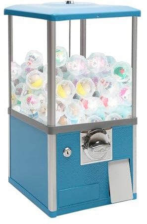 QXIWAOE Verkaufsautomat, Süßigkeitenautomat, kommerzieller Kaugummiautomat, Stabiler Verkaufsautomat, Verkaufsautomat für Spielplatz, Urlaub, niedlicher Arcade-Automat, blau