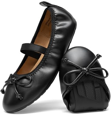 DREAM PAIRS Flickors balettskor för balettskor Mary Janes Ballerina skor, Svart, 17 EU