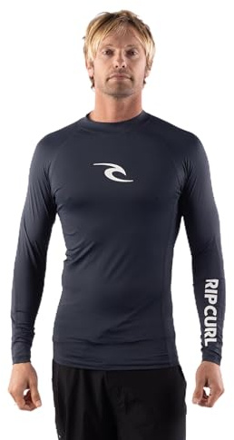 Rip Curl Long Sleeve Rashguard-UPF 50+ Sun Protection Surf Shirt, Tight Fit Rash Vest Maglietta Guard, Navy, Large Uomo