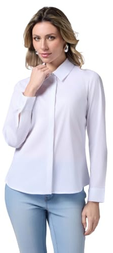 Oltre: Camicia in Popeline con Bottone Gioiello Bianco. 50 Stagione Autunno Inverno 2025