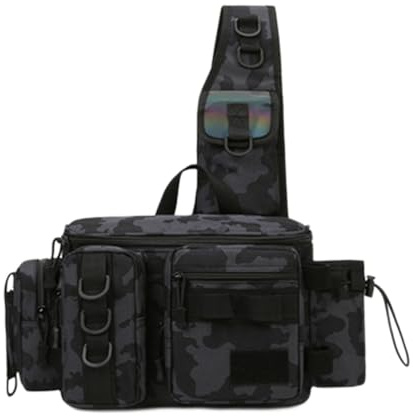Gürteltasche zum Fliegenfischen – praktisches Angeltaschen-Set | Köder, Ausrüstung, Rutenhalter, Ausrüstungshalter, wasserabweisend, Cross-Body Fliegenfischtasche, leicht, für Jagd, Angeln, Camouflage