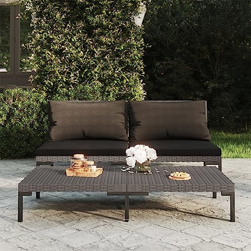 Myheimly Gartensofas 2 STK. mit Kissen Halbrundes Poly Rattan Sofa-Mittelteil (2 STK.)