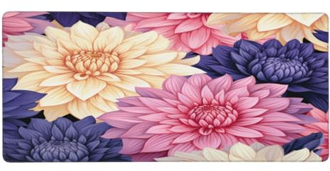 Mexpekil Large Mouse Mat Colorful Dahlia Flower Pattern Non-Slip Xl Mouse Pad 900x400 MM, Long Gaming Keyboard Mat With Rubber Base For Office Extended Computer Desk Pad