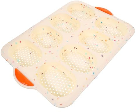 FUNNETOYU 1pieza Bandeja De Silicona Para Hornear Pan y Tartas Molde Antiadherente De Cavidades Para Scones y Yogur Fácil De Limpiar y Almacenar Color Beige Rayas Coloridas