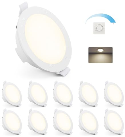 Gr4tec 6W LED Einbaustrahler 230V Dimmbar 4000K Neutralweiß IP65, 10er Set | LED Spot Flach 400LM, Einbauleuchten Weiß Ultra Flach 35mm, 68mm-80mm Lochmaß, für Badezimmer Küche Wohnzimmer