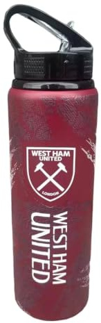 Hy-Pro Offiziell lizenzierte West Ham United F.C. Metall-Trinkflasche – 750ml Aluminium Sportflasche mit Klappstrohhalm, Wasserflasche für Fußballfans & Sportler
