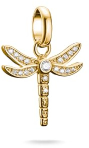 THOMAS SABO Charm-Anhänger Libelle mit Steinen Connect vergoldet 18k Vergoldung, Recyceltes 925 Silber