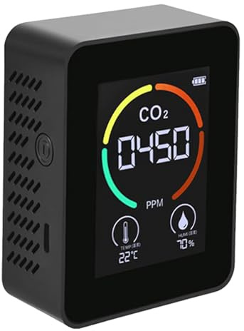 Wonsfuleu Rilevatore di anidride carbonica, Rilevatore di anidride carbonica per inquinamento atmosferico 3 in 1, monitor a qualità 'aria, Tester per, temperatura e umidità relativa