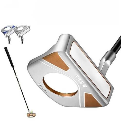 Putter de Golf Diestros Hombres Mujeres Golfistas Loft Palos de Golf de 3 Grados Palo de Empuje de pie con Función de recolección de Pelotas (Oro)