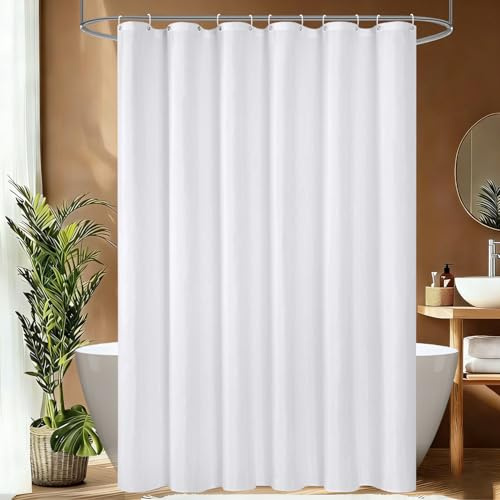 Bocoli Duschvorhang 180x180 Weiß Shower Curtains Anti-Schimmel Antibakteriell für die Badewanne, Textil Stoff Wasserdicht Waschbar Bad Vorhang mit 12 Ringen